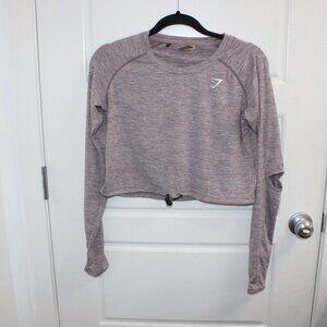 3/$30 Gymshark drawstring Long Sleeve crop top Size Small Purple